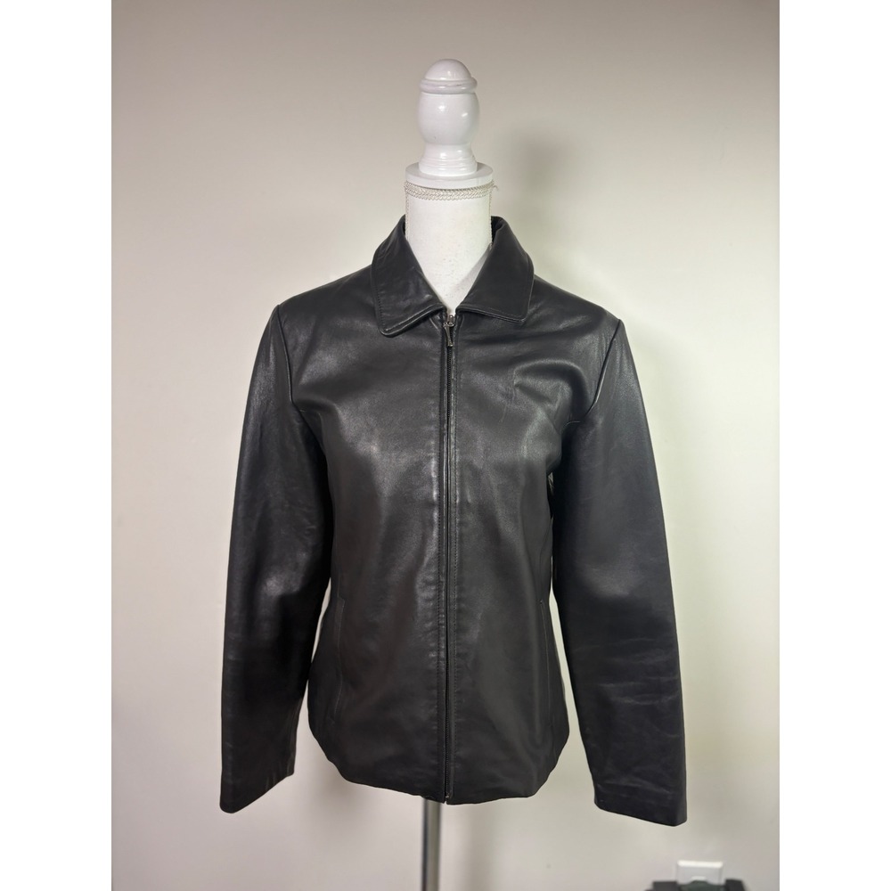Catalani Leather Experts Black Zip Up Leather Jacket Womens Large